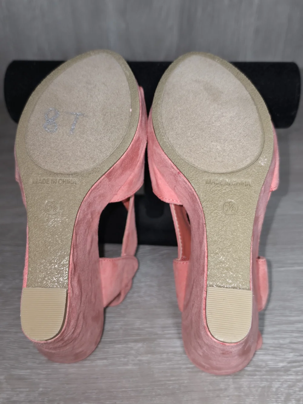 Massini Mindy Women's Coral Suede Platform Wedge Sandals Size 6.5